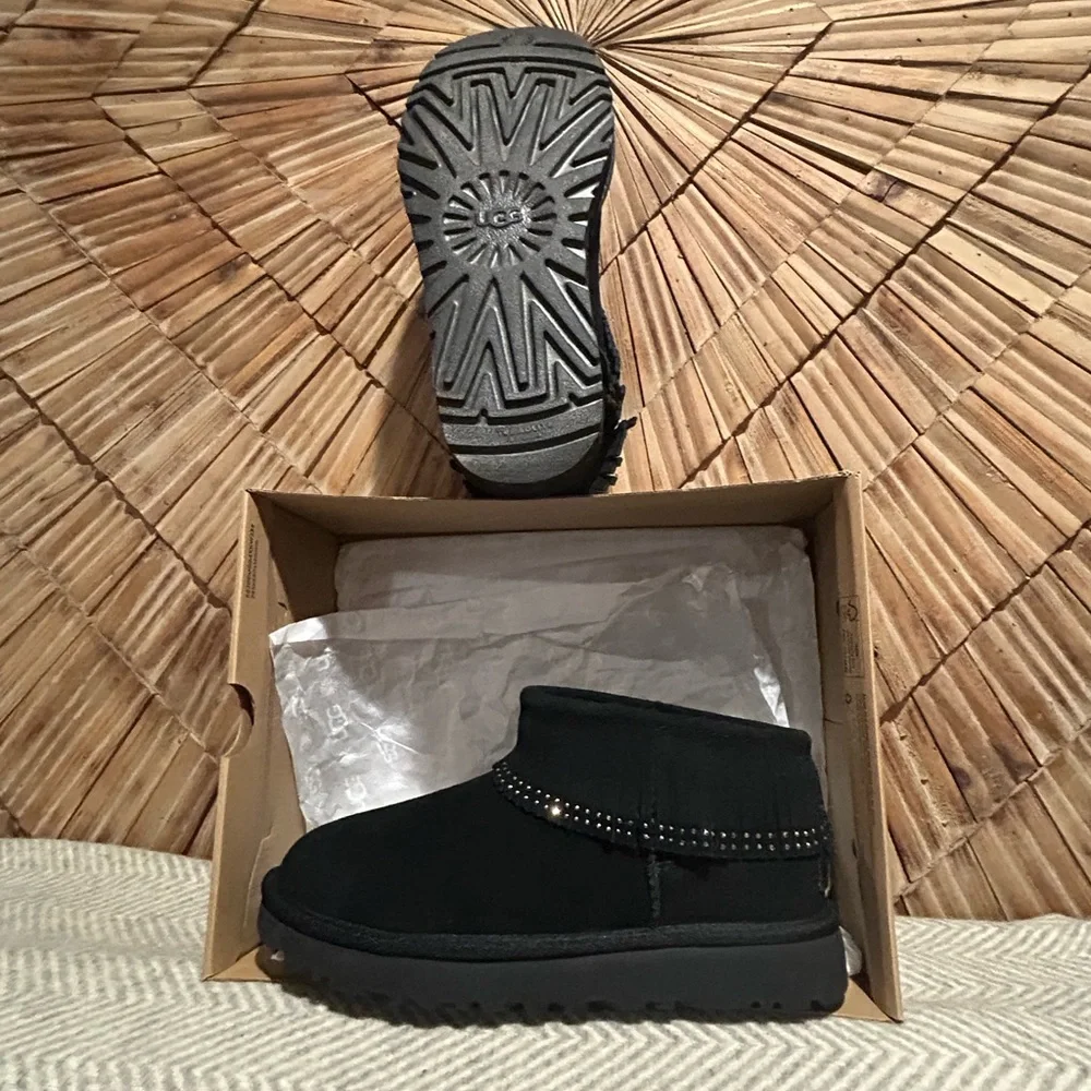 UGG Black Suede Fringe Boots - Picture 15 of 15